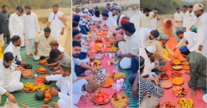 मंदिर के पास की गई इफ्तार पार्टी