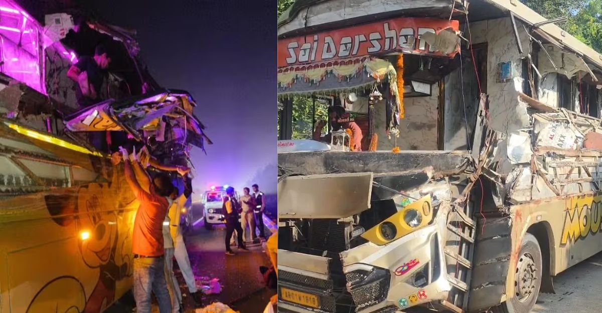 बस-ट्रक की हुई टक्कर